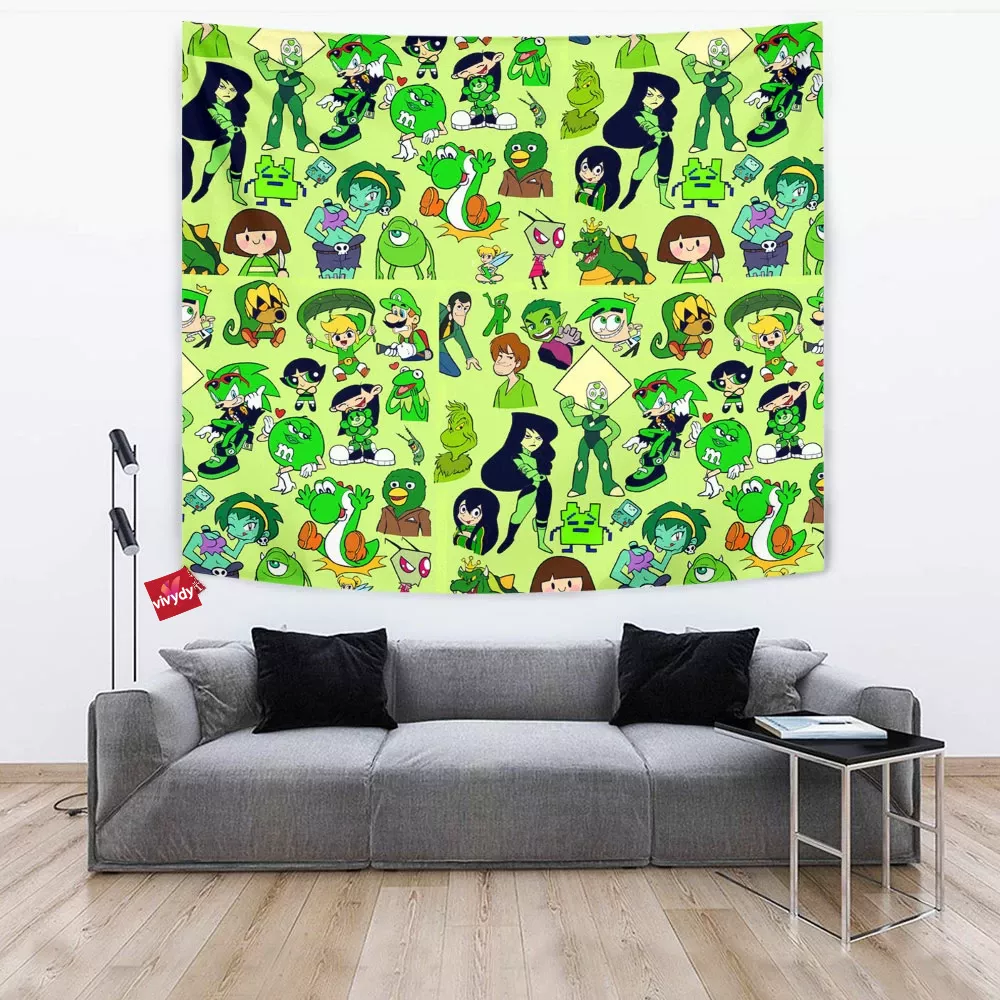 Green Characters Tapestry