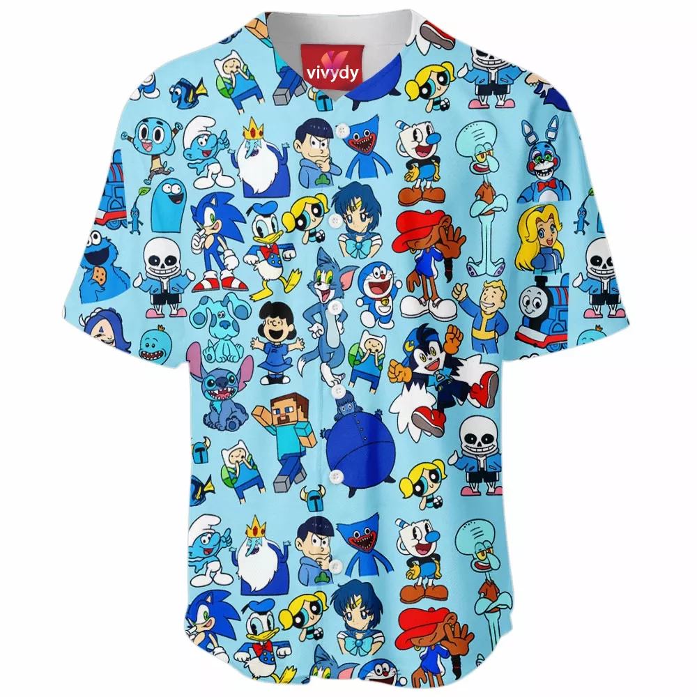 Blue Characters Baseball Jersey