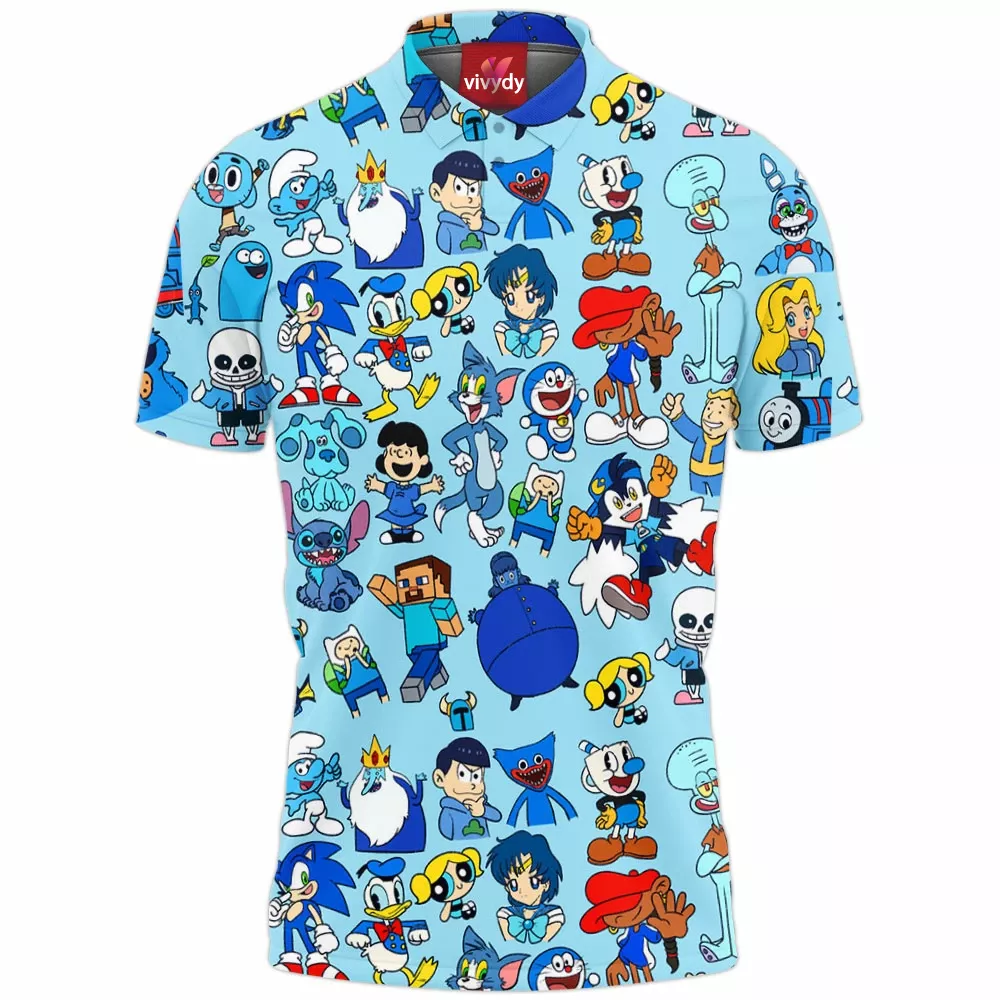 Blue Characters Polo Shirt