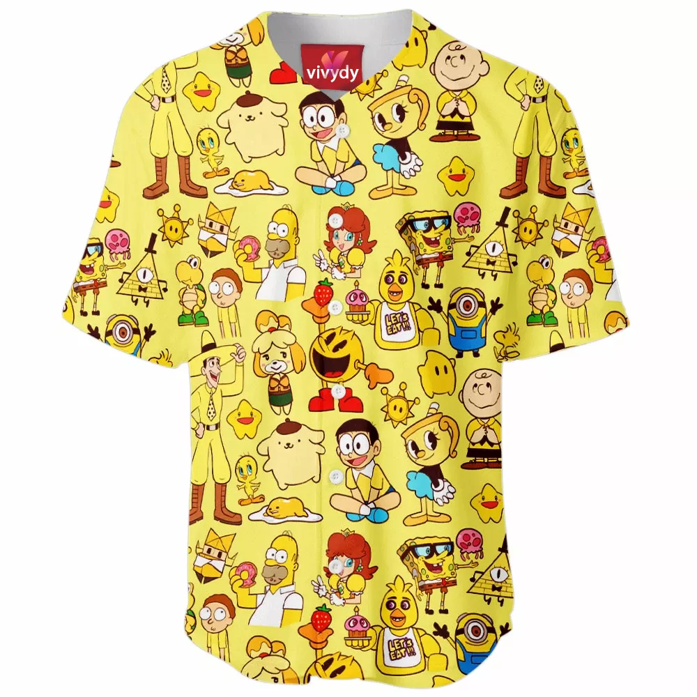 Yellow Characters Baseball Jersey