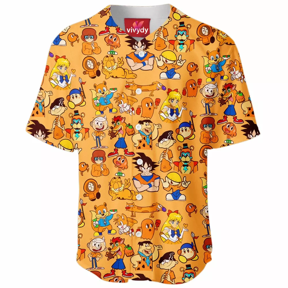 Orange Characters Baseball Jersey