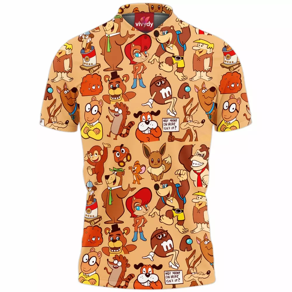 Brown Characters Polo Shirt