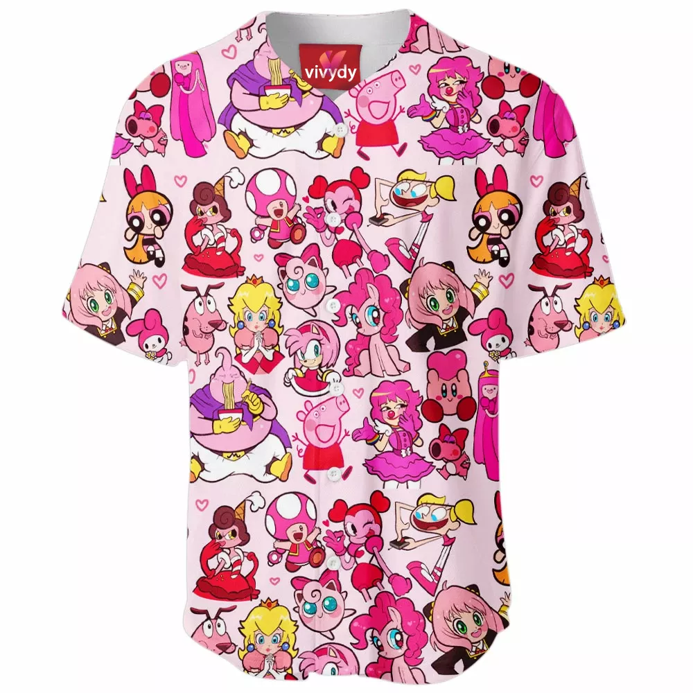 Pink Characters Baseball Jersey