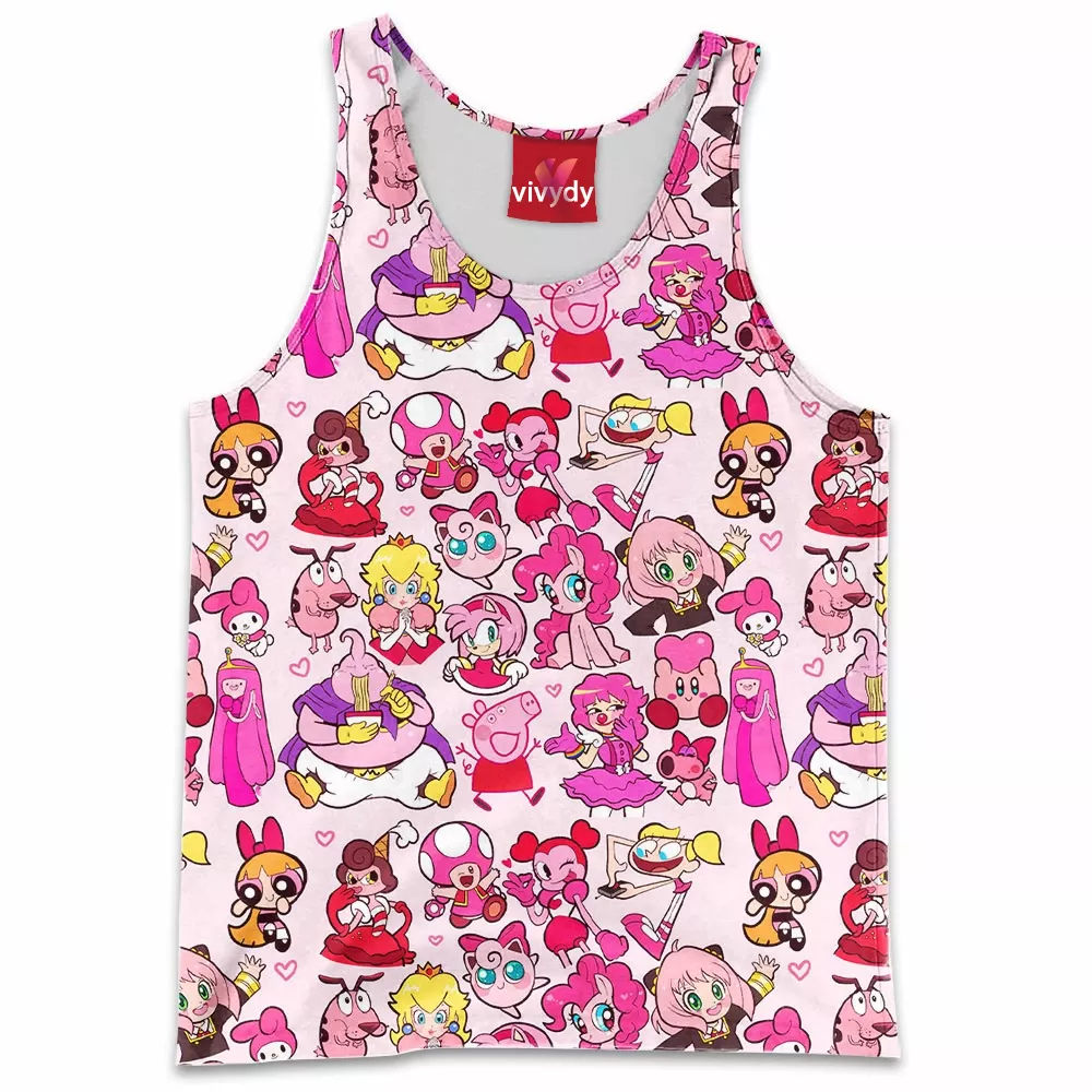 Pink Characters Tank Top