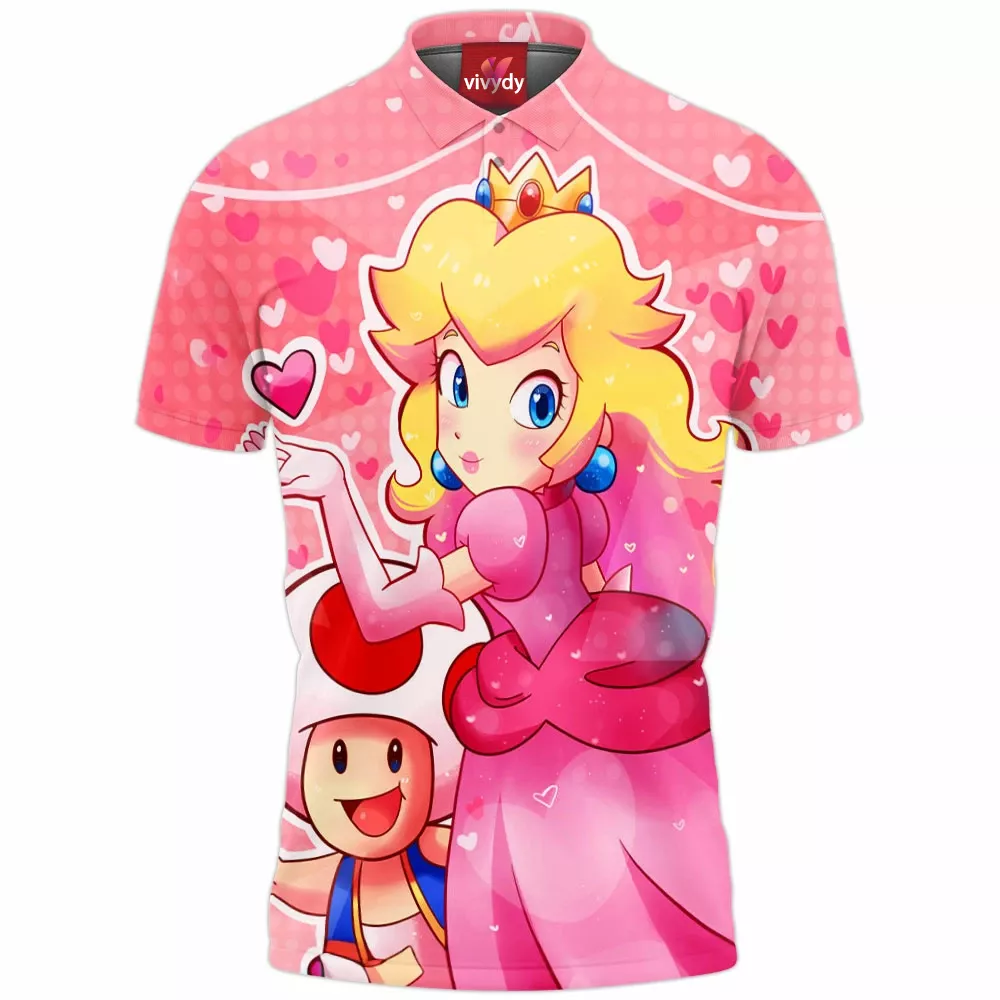 Princess Peach And Toad Polo Shirt