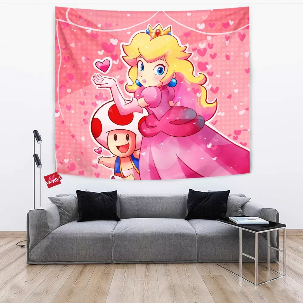 Princess Peach And Toad Tapestry