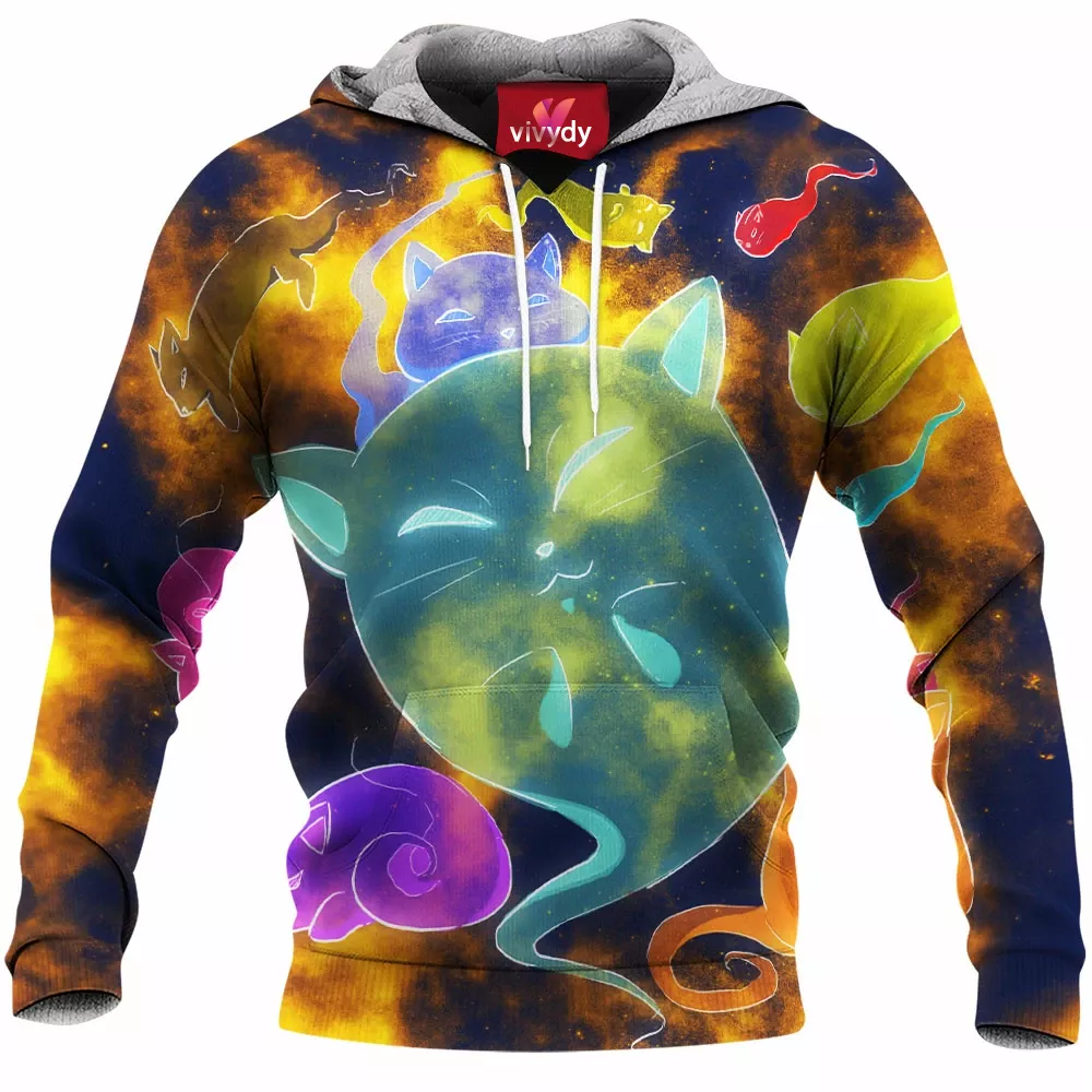 Spooky Galaxy Ghost Cats Hoodie