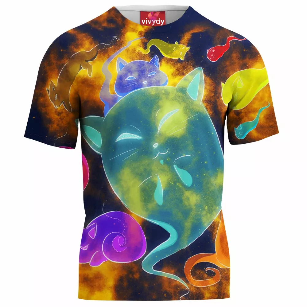 Spooky Galaxy Ghost Cats T-Shirt