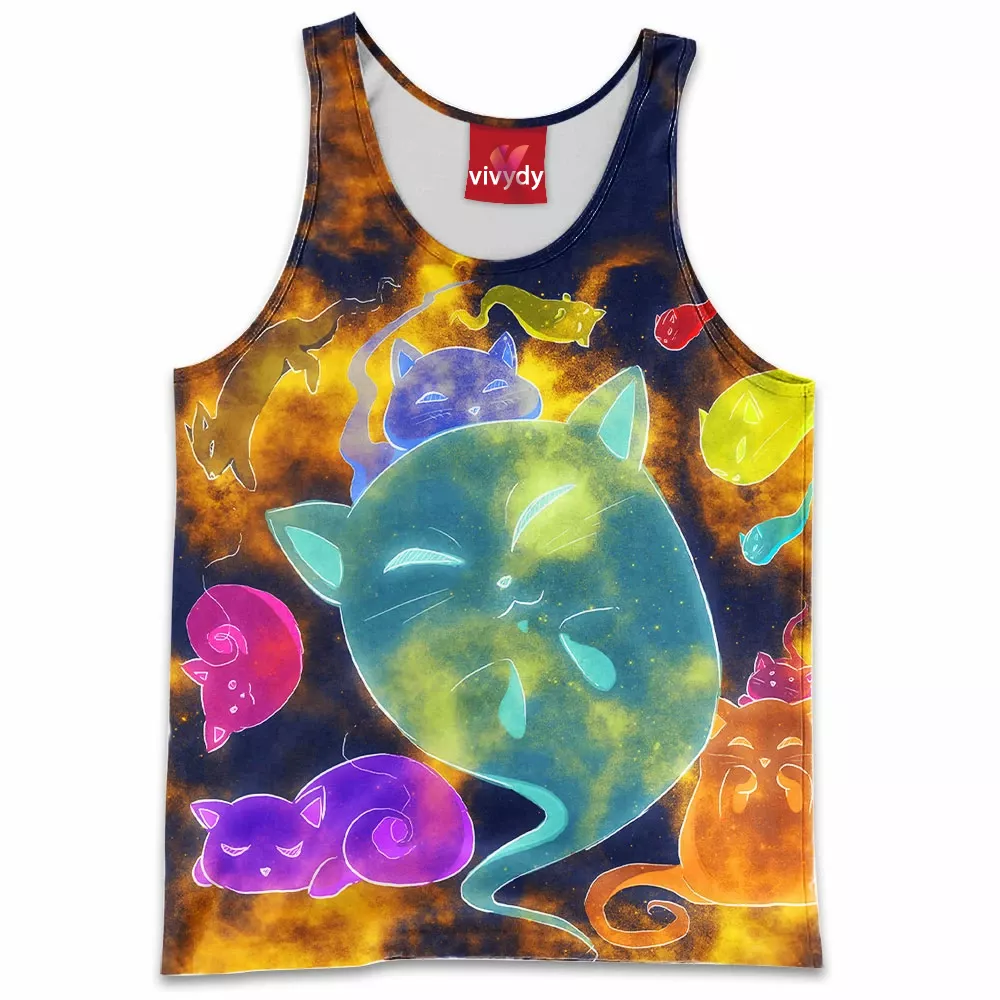 Spooky Galaxy Ghost Cats Tank Top