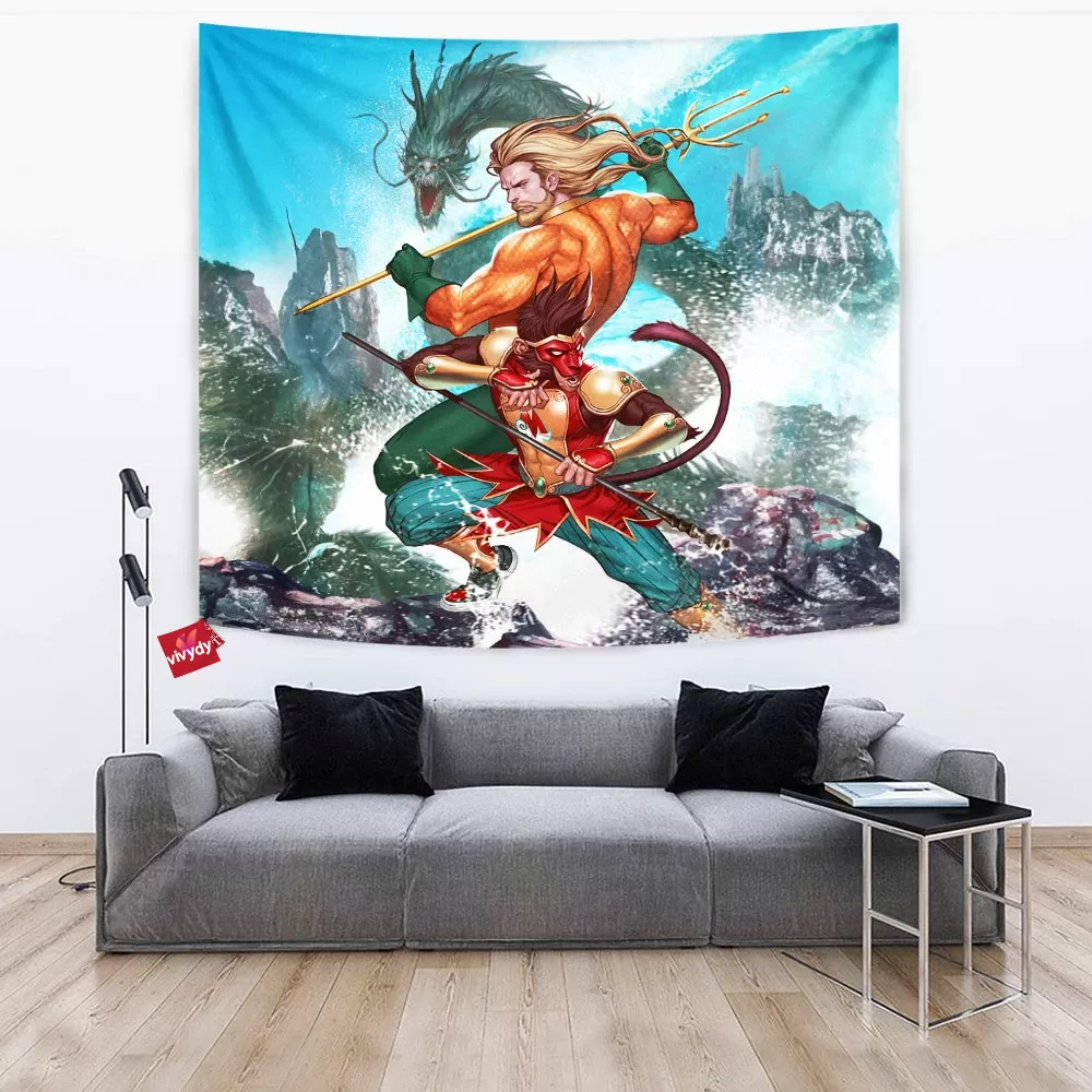 Monkey King And Aquaman Tapestry