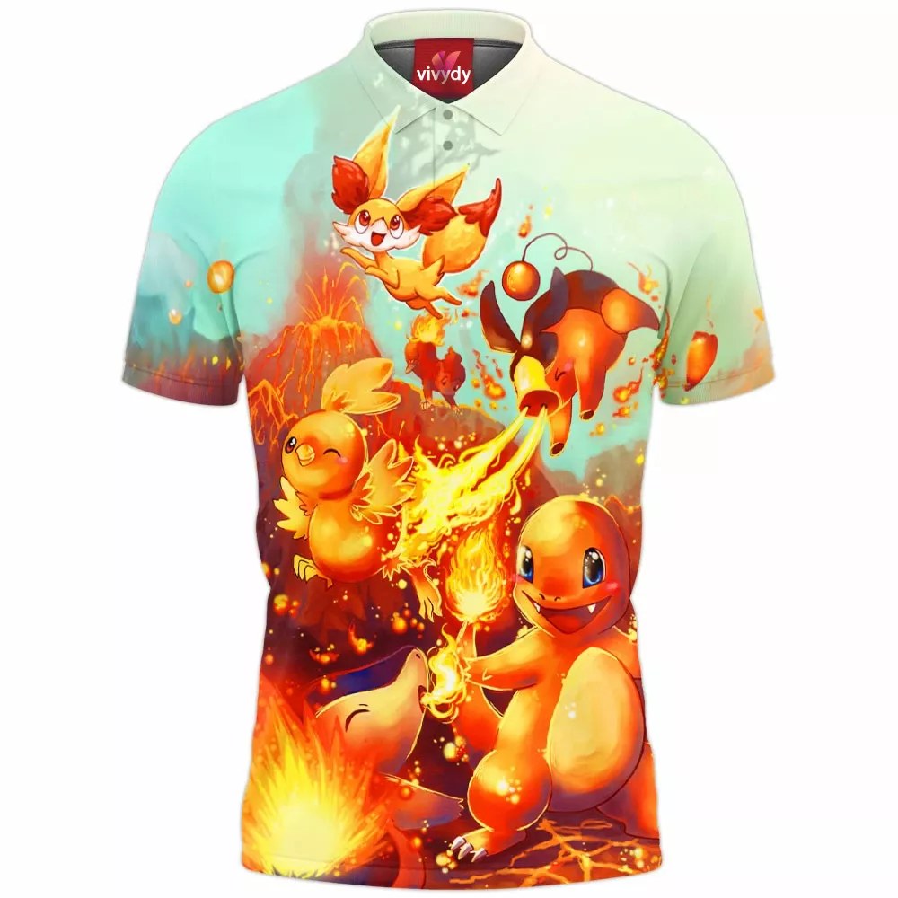 Fire Pokemon Polo Shirt