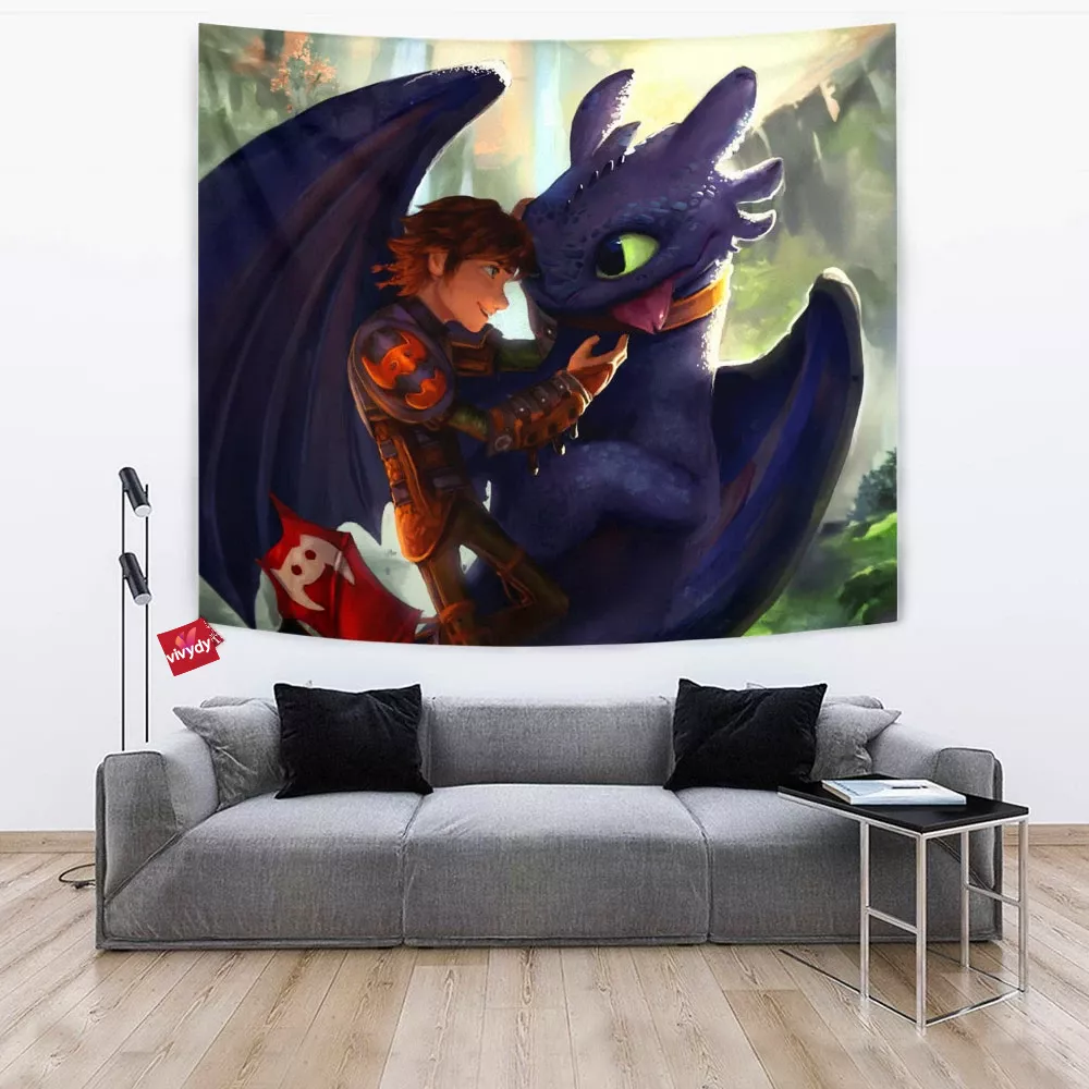 Hiccup And Toothless Tapestry