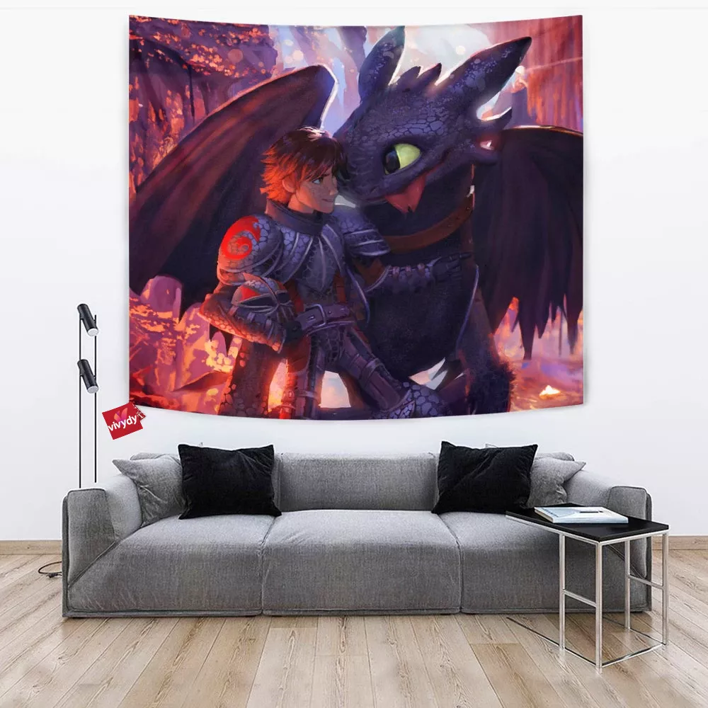 Hiccup And Toothless Tapestry