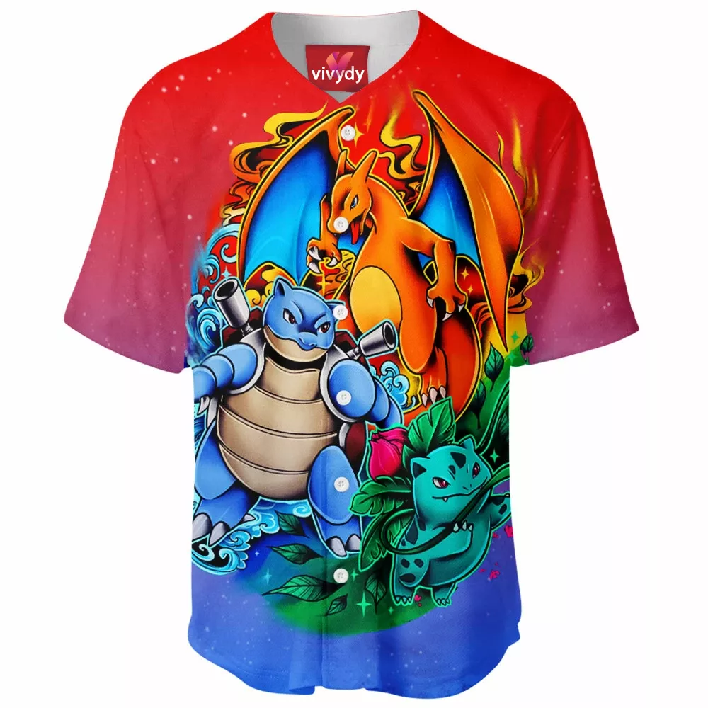 Charizard Blastoise Ivysaur Baseball Jersey