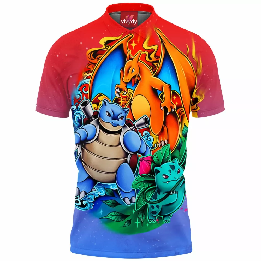 Charizard Blastoise Ivysaur Polo Shirt