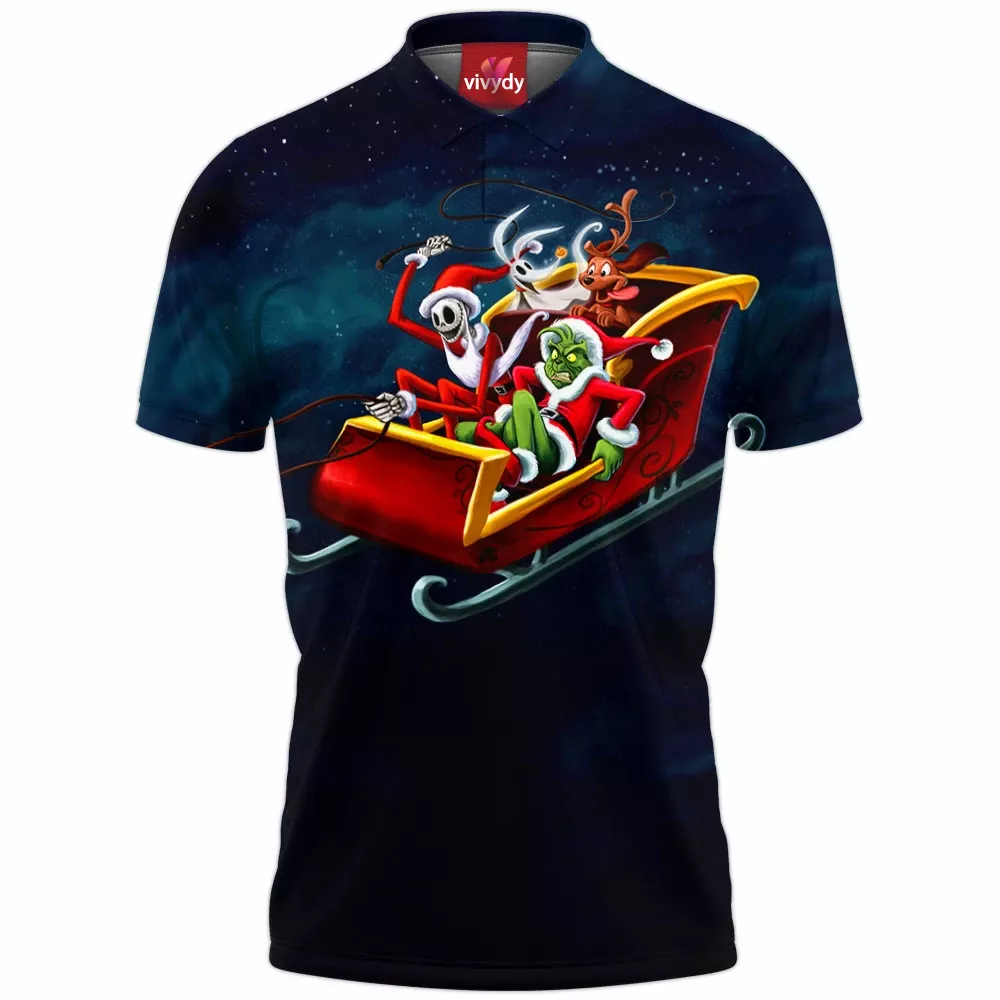 Jack Skellington And Grinch Polo Shirt