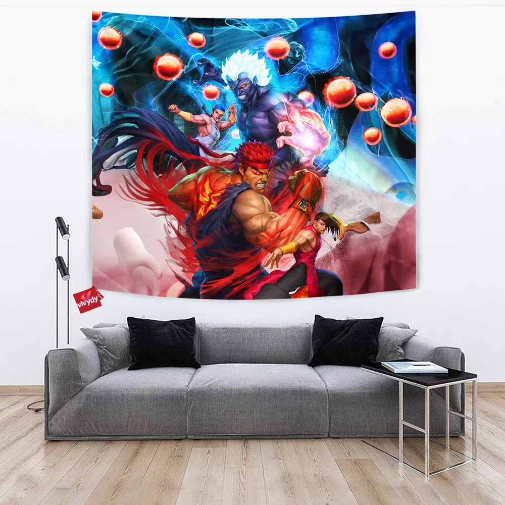 Oni Akuma Vs Evil Ryu Tapestry