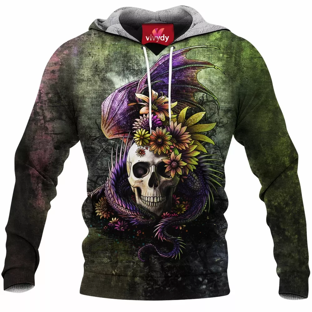 Dragon And Flowery Skull Hoodie