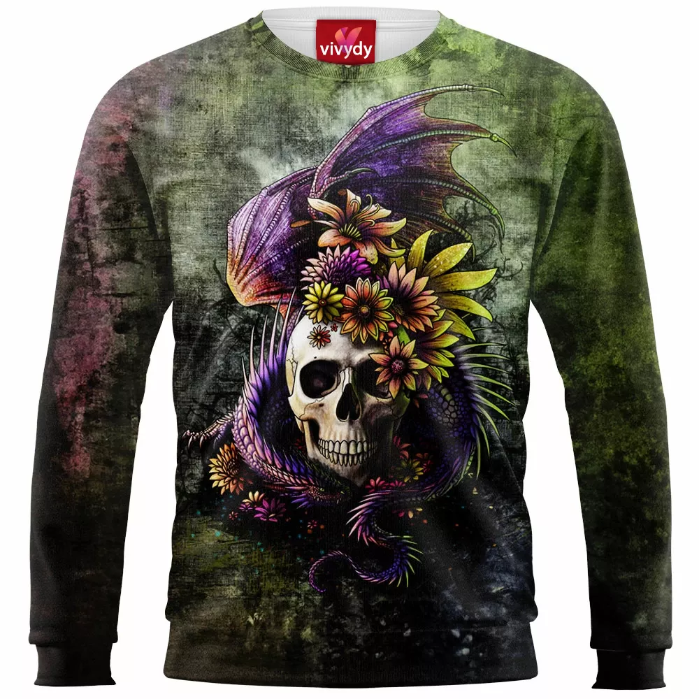 Dragon And Flowery Skull Sweatshirt