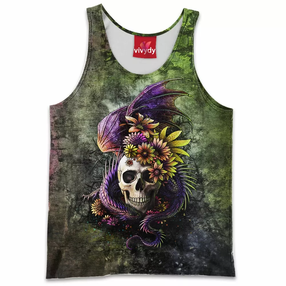 Dragon And Flowery Skull Tank Top