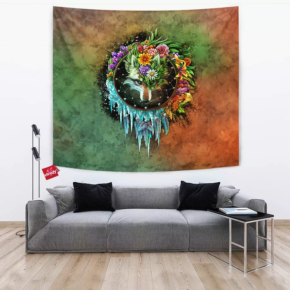 Wolf Dreamcatcher Tapestry