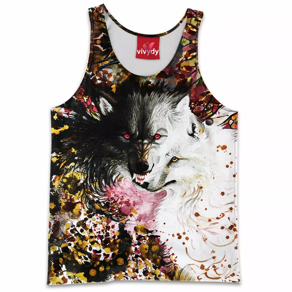 Black And White Wolf Tank Top