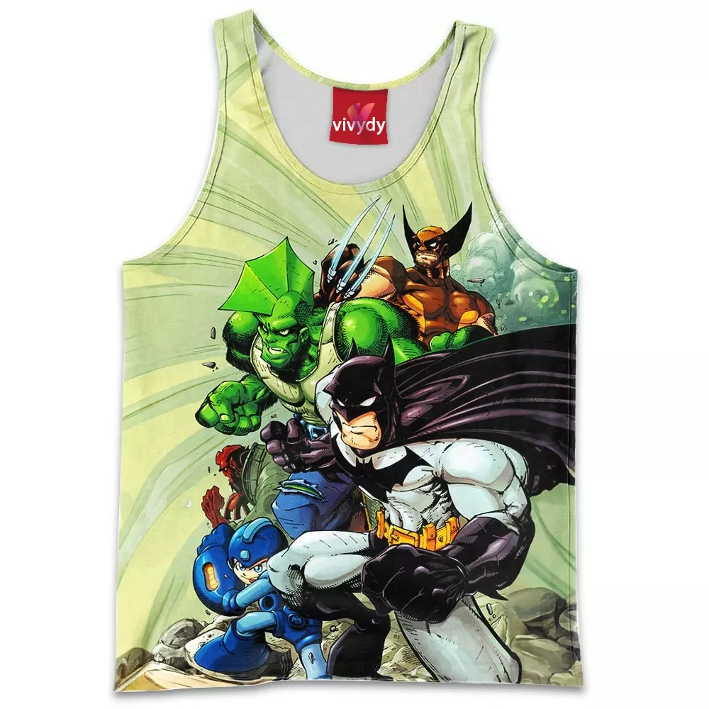 Batman Megaman Wolverine Tank Top