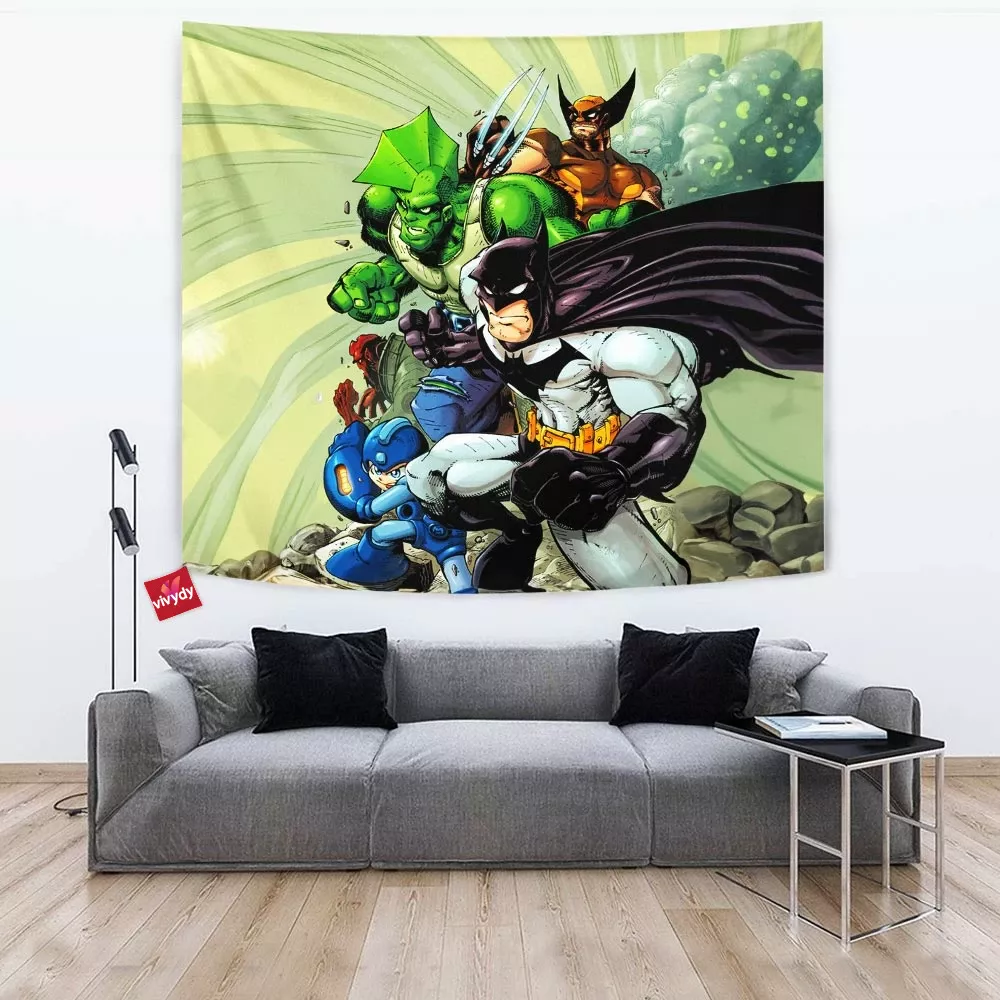 Batman Megaman Wolverine Tapestry