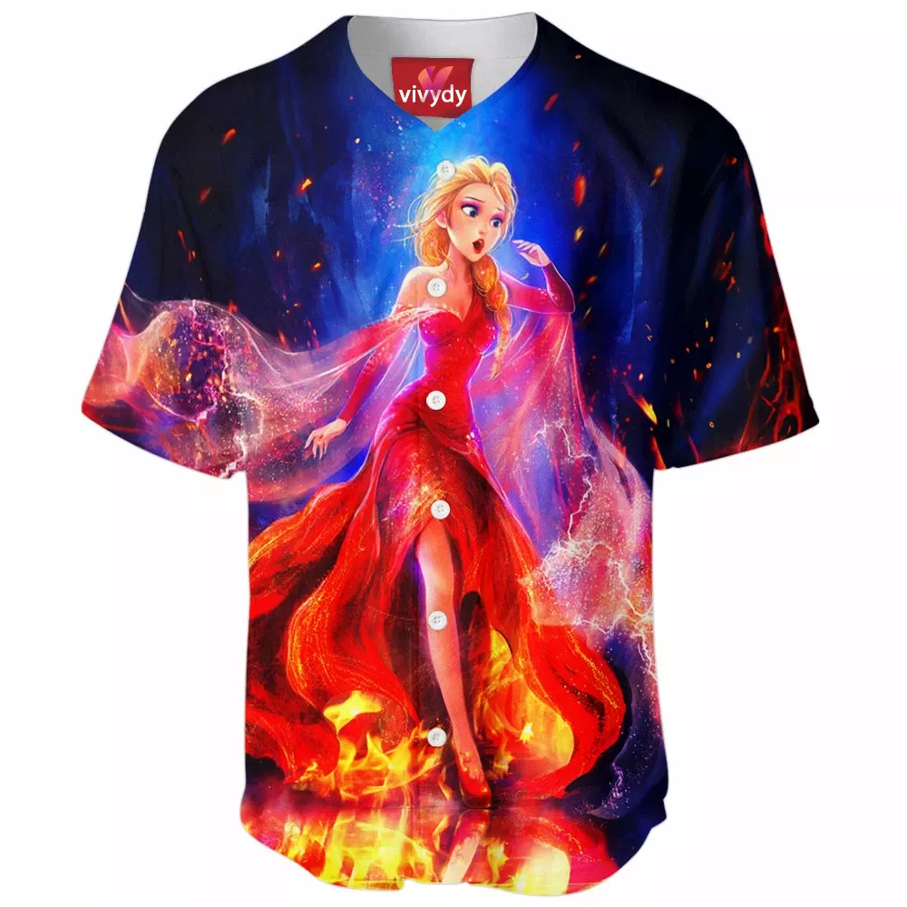 The Queen On Fire Elsa Baseball Jersey