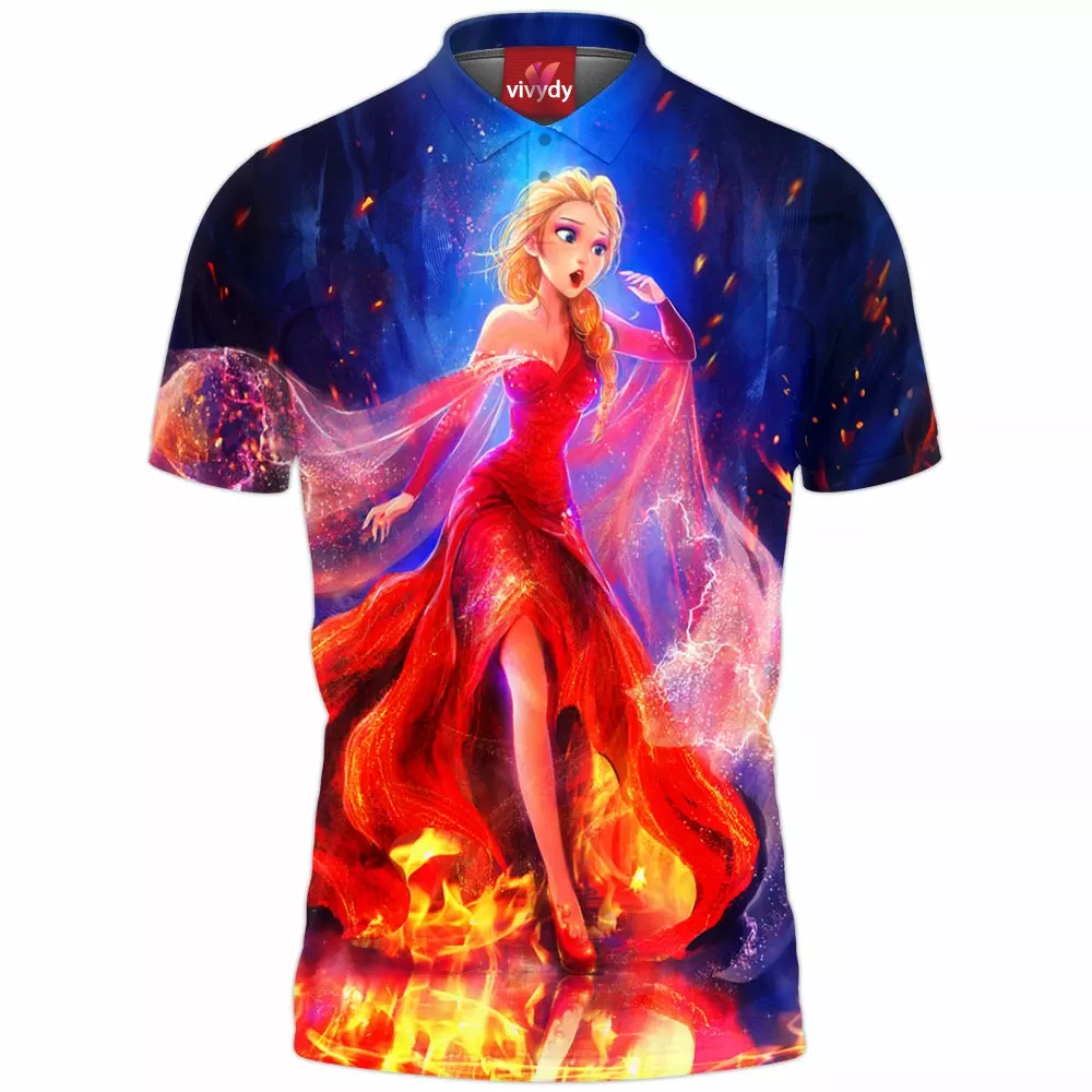 The Queen On Fire Elsa Polo Shirt