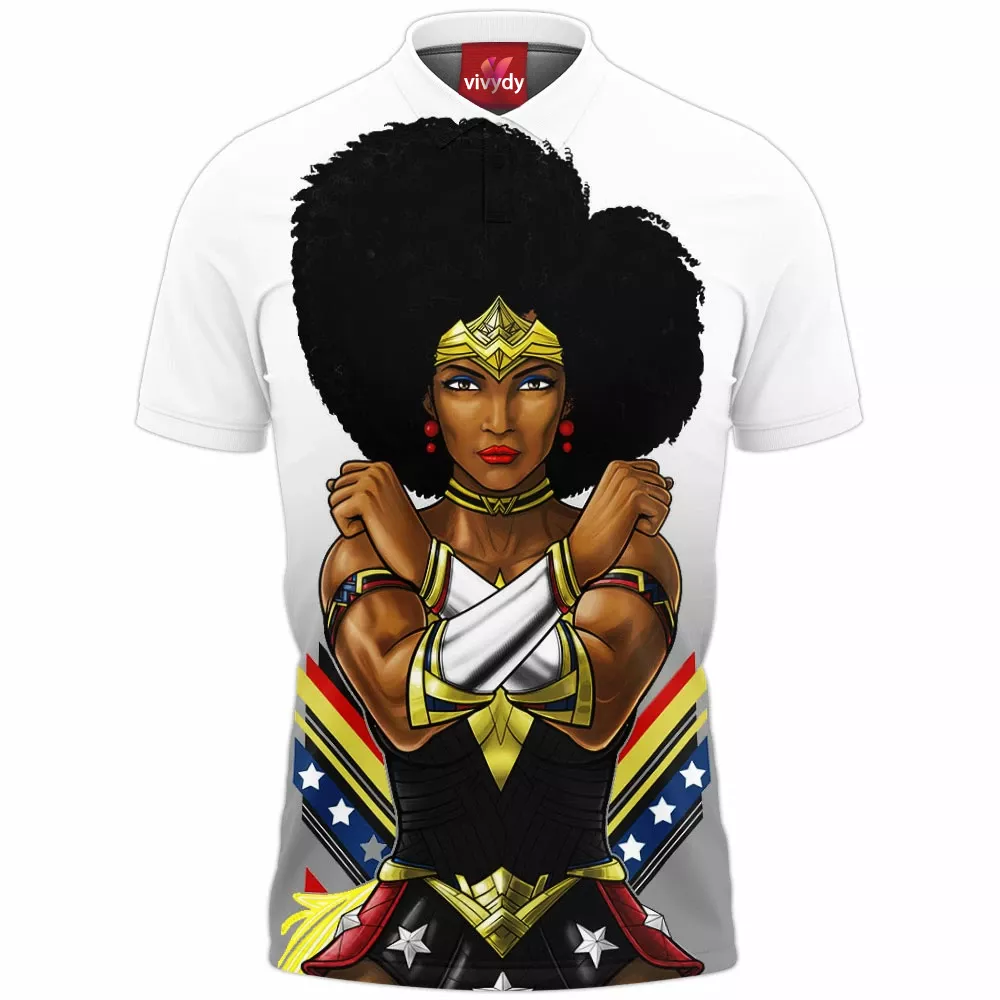 Black Wonder Woman Polo Shirt