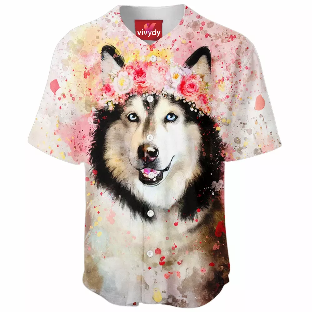 Flower Husky Baseball Jersey