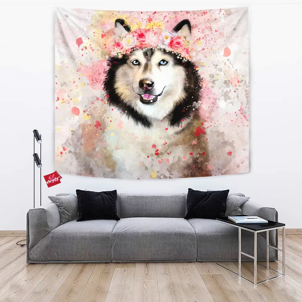 Flower Husky Tapestry