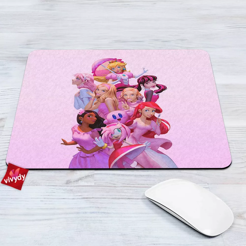 Pink Characters Animated Mouse Pad