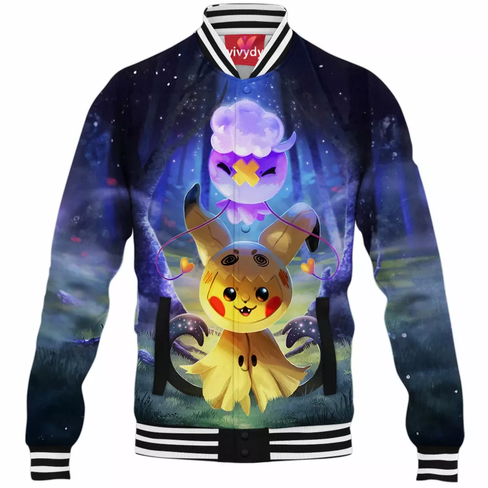 Spooky Drifloon And Pikachu Baseball Jacket