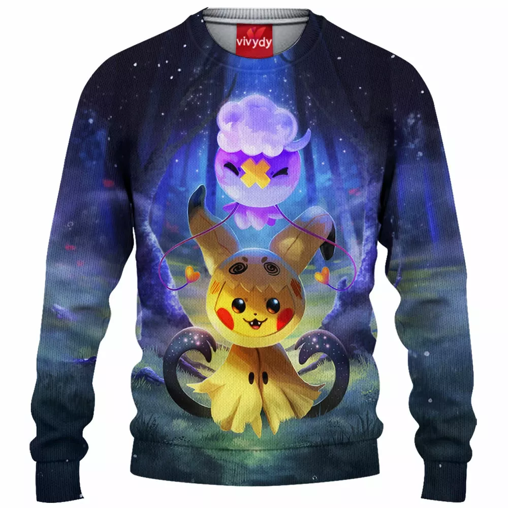 Spooky Drifloon And Pikachu Knitted Sweater