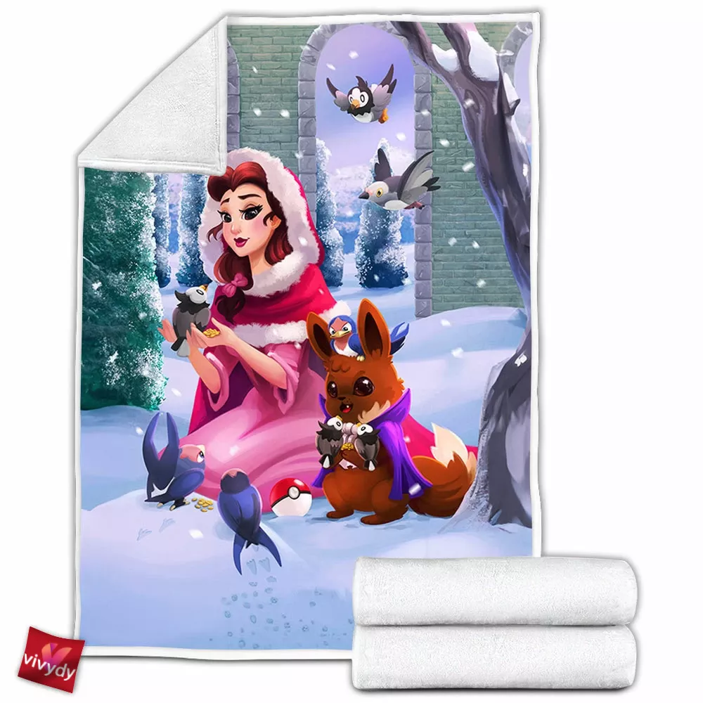 Belle And Eevee Fleece Blanket