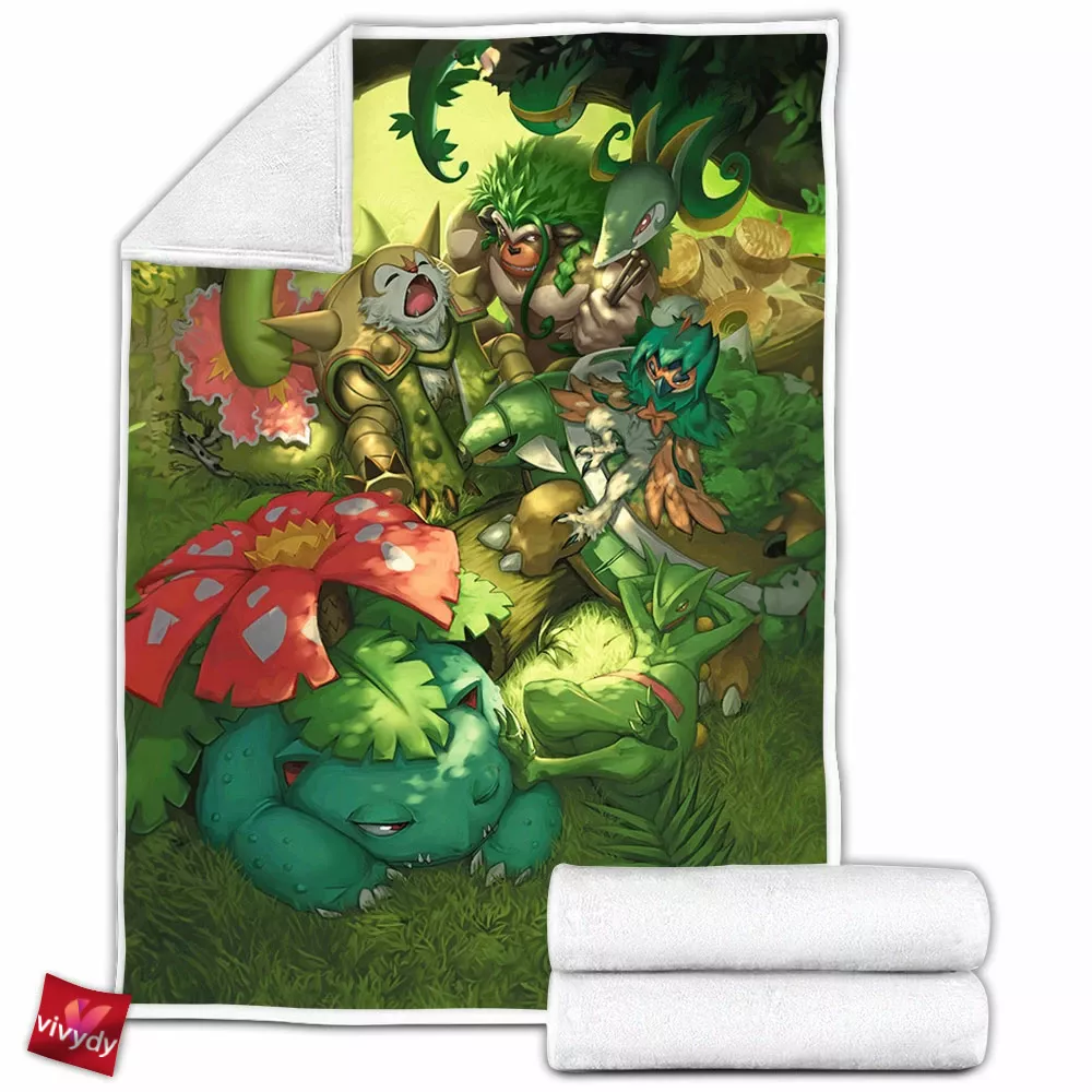 Green Pokemon Fleece Blanket