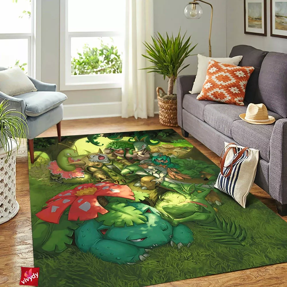 Green Pokemon Rectangle Rug