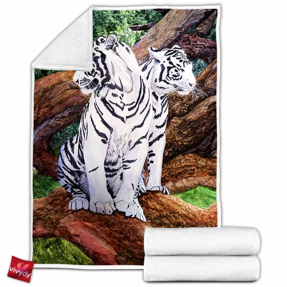 White Tiger Fleece Blanket