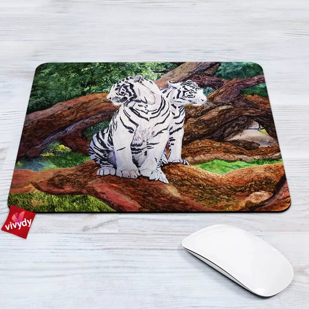 White Tiger Mouse Pad