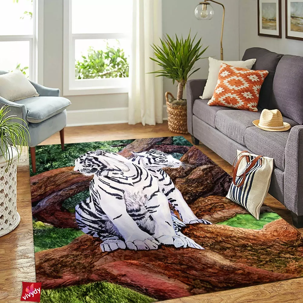 White Tiger Rectangle Rug