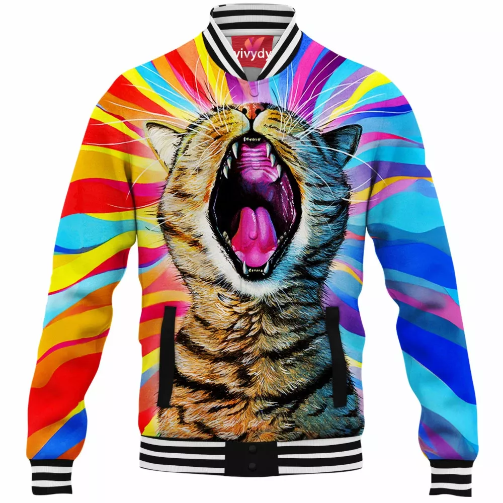 Yawn Cat Baseball Jacket