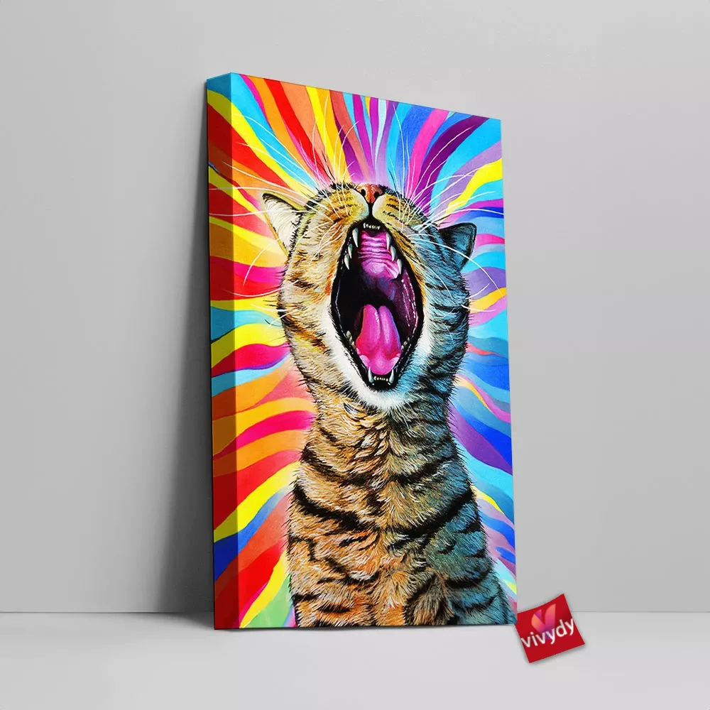 Yawn Cat Canvas Wall Art