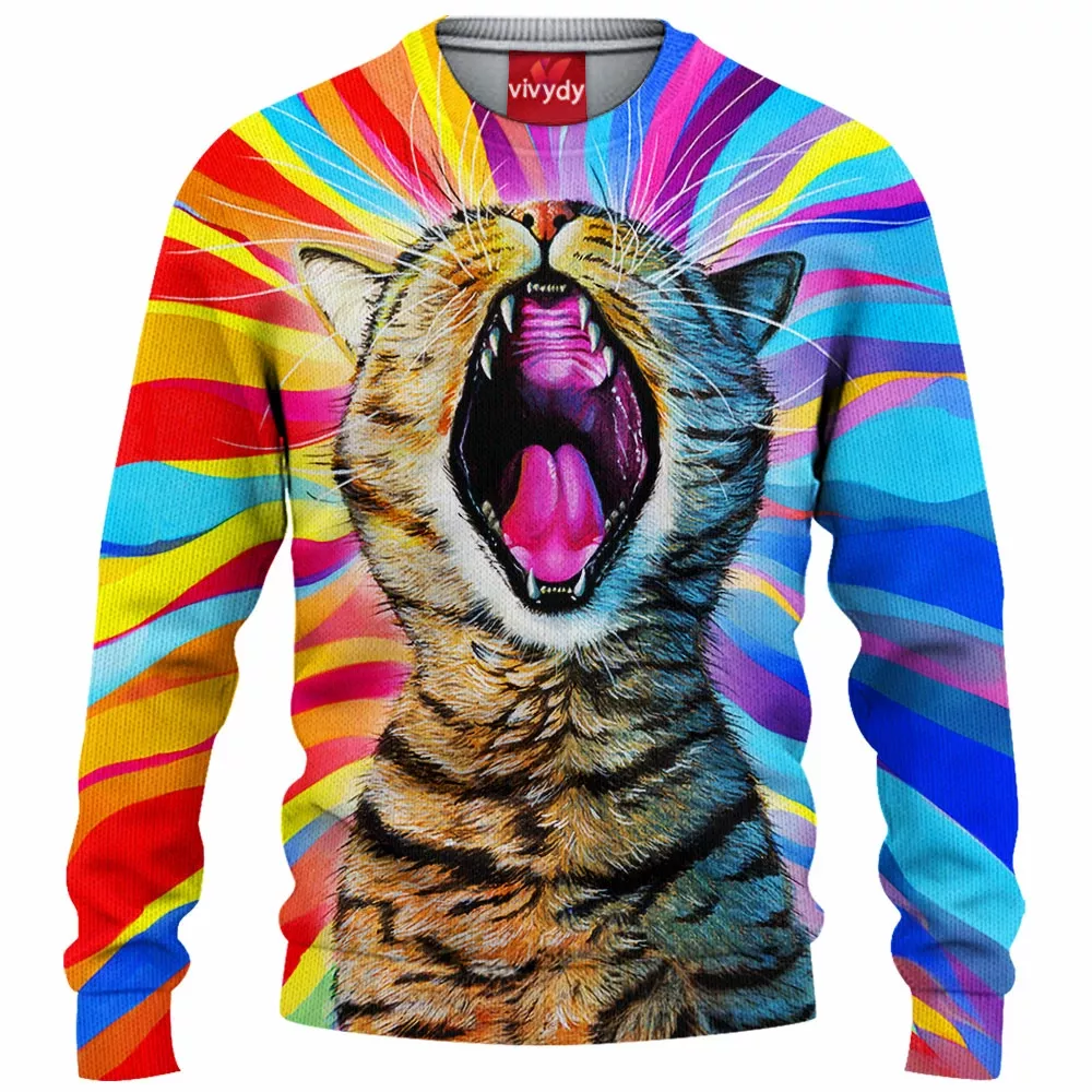 Yawn Cat Knitted Sweater