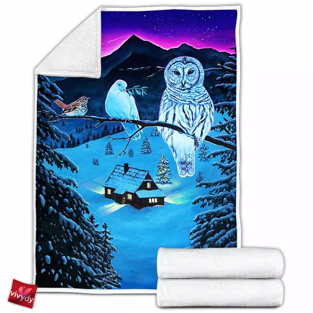 Winter Owl Fleece Blanket