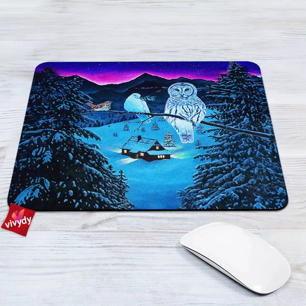 Winter Owl Mouse Pad