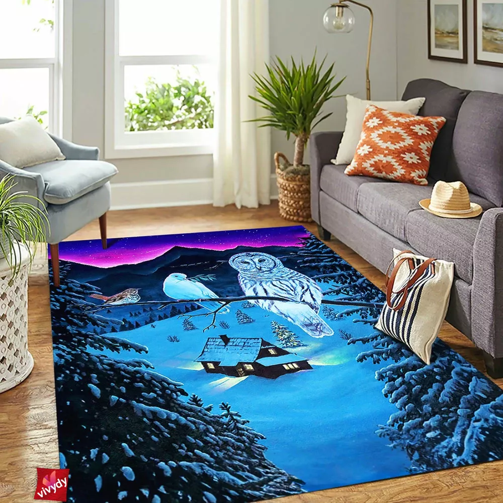 Winter Owl Rectangle Rug