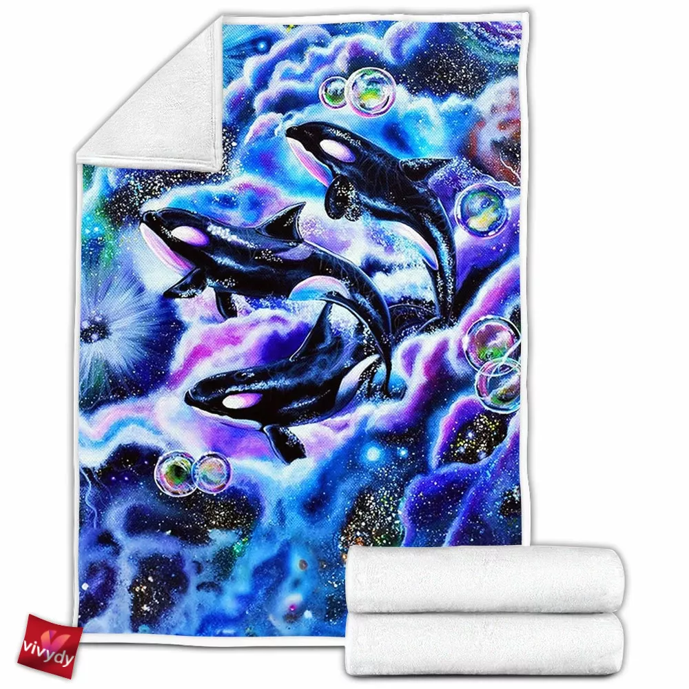 Galaxy Dolphins Fleece Blanket