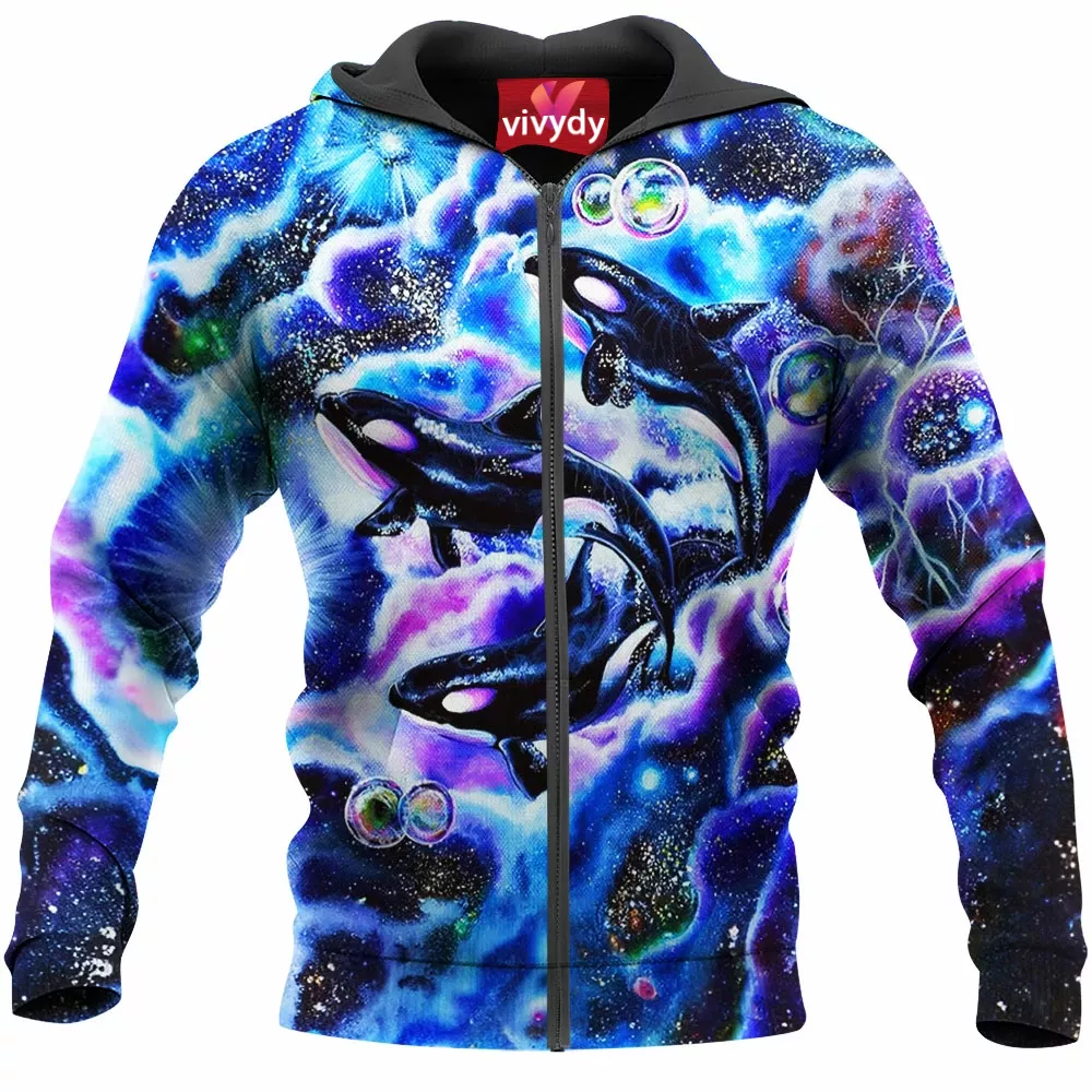 Galaxy Dolphins Zip Hoodie